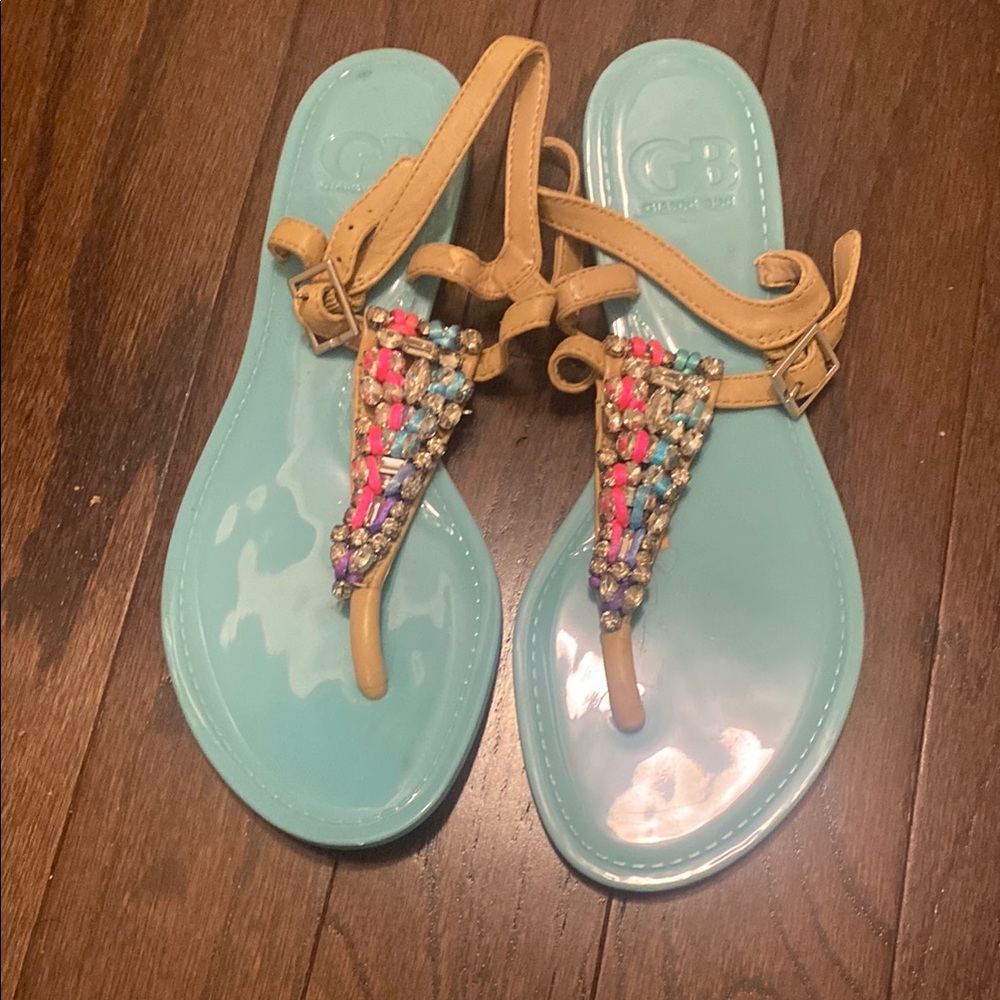 Gianni Bini Women's Beaded Sandals - Tan and Multicolor